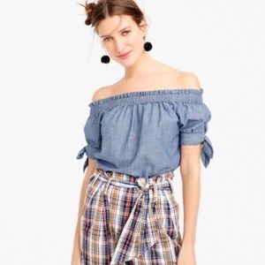 J. Crew chambray off the shoulder top